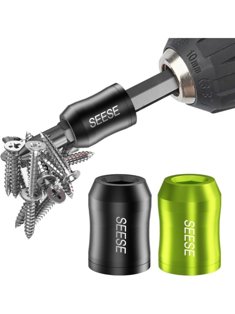 Universal Magnetic Screw Holder - 1/4 Inch Removable Drill Bit Holder (2 Pcs)